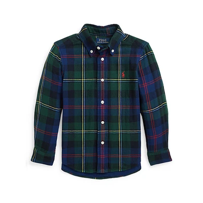 Little Boy's Buffalo Check Double-Faced Cotton Shirt