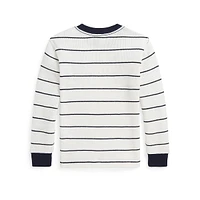 Little Boy's Striped Waffle Cotton Long-Sleeve T-Shirt