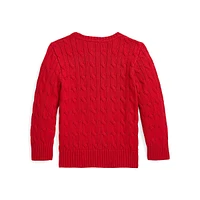 Little Boy's Polo Bear Cable-Knit Cotton Sweater