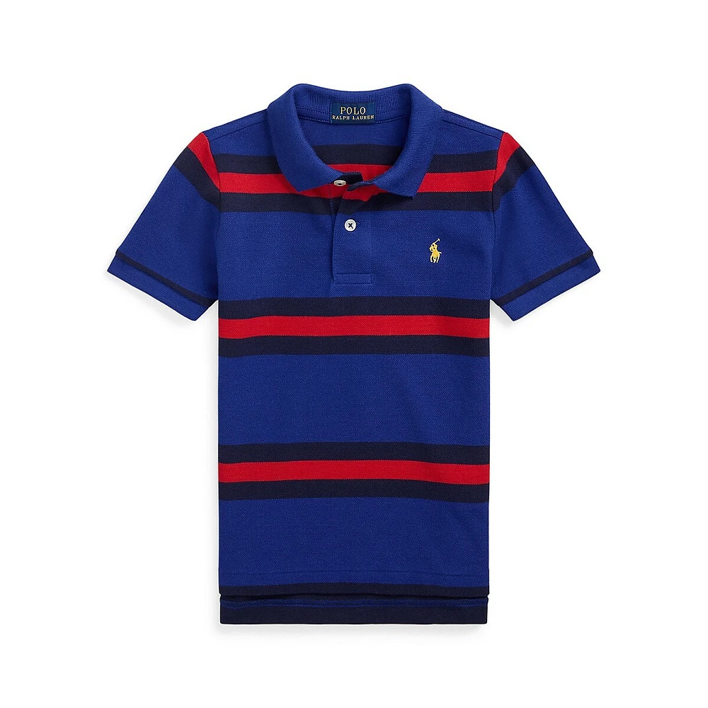 Little Boy's Striped Mesh Polo Shirt