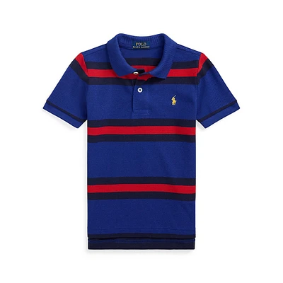 Little Boy's Striped Mesh Polo Shirt