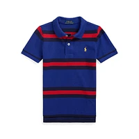 Little Boy's Striped Mesh Polo Shirt