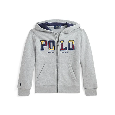 Little Boy's Corduroy-Logo Fleece Full-Zip Hoodie