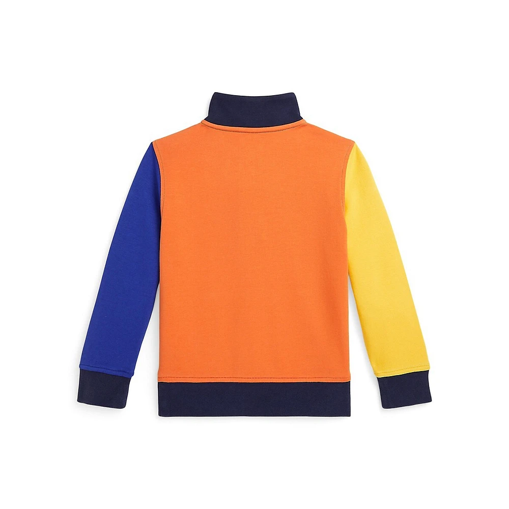 Little Boy's Quarter-Zip Colourblock Double-Knit Sweatshirt