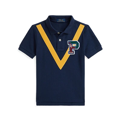 Little Boy's Cotton Mesh Letterman Polo Shirt