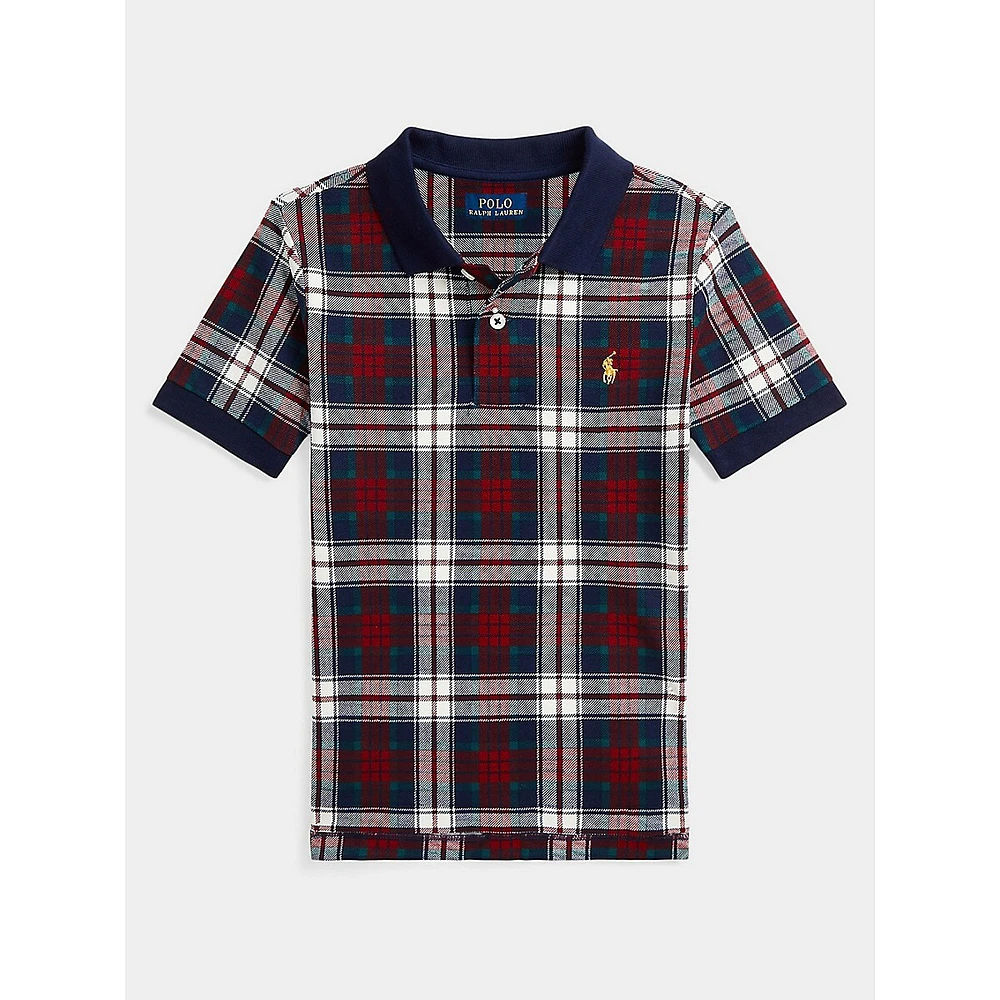 Little Boy's Plaid Cotton Mesh Polo Shirt