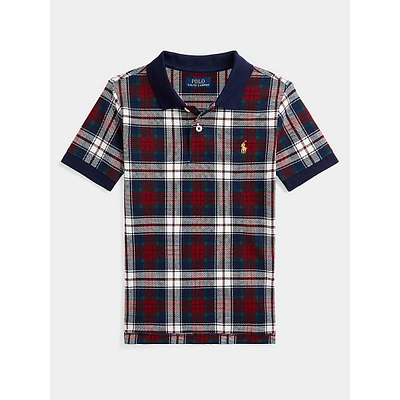 Little Boy's Plaid Cotton Mesh Polo Shirt