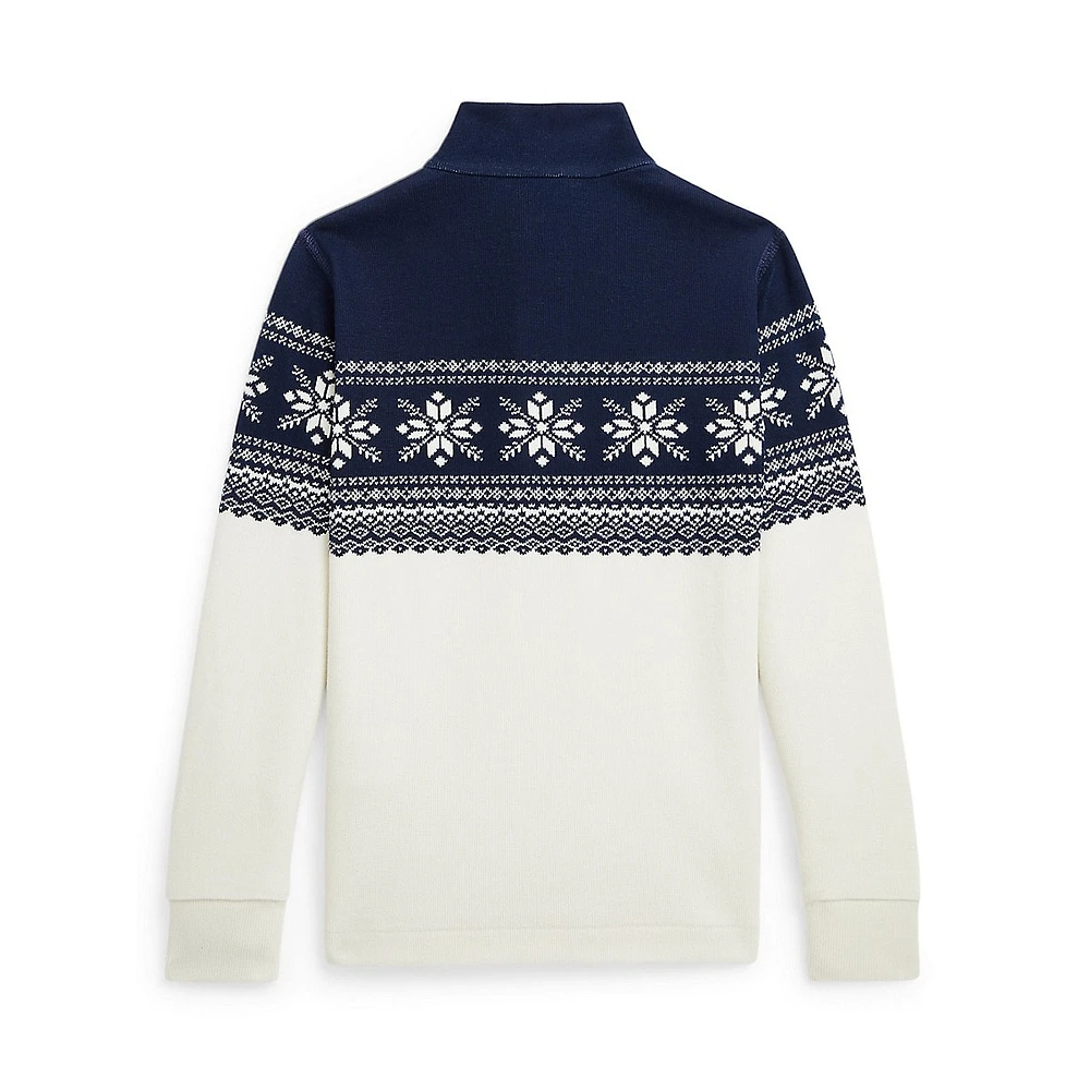 Little Boy's Snowflake Double-Knit Pullover