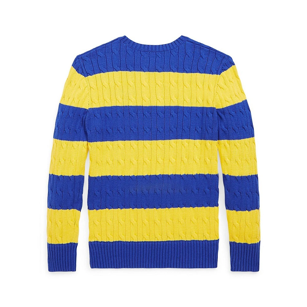 Boy's Striped Cable-Knit Sweater