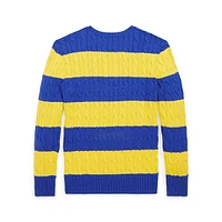 Boy's Striped Cable-Knit Sweater