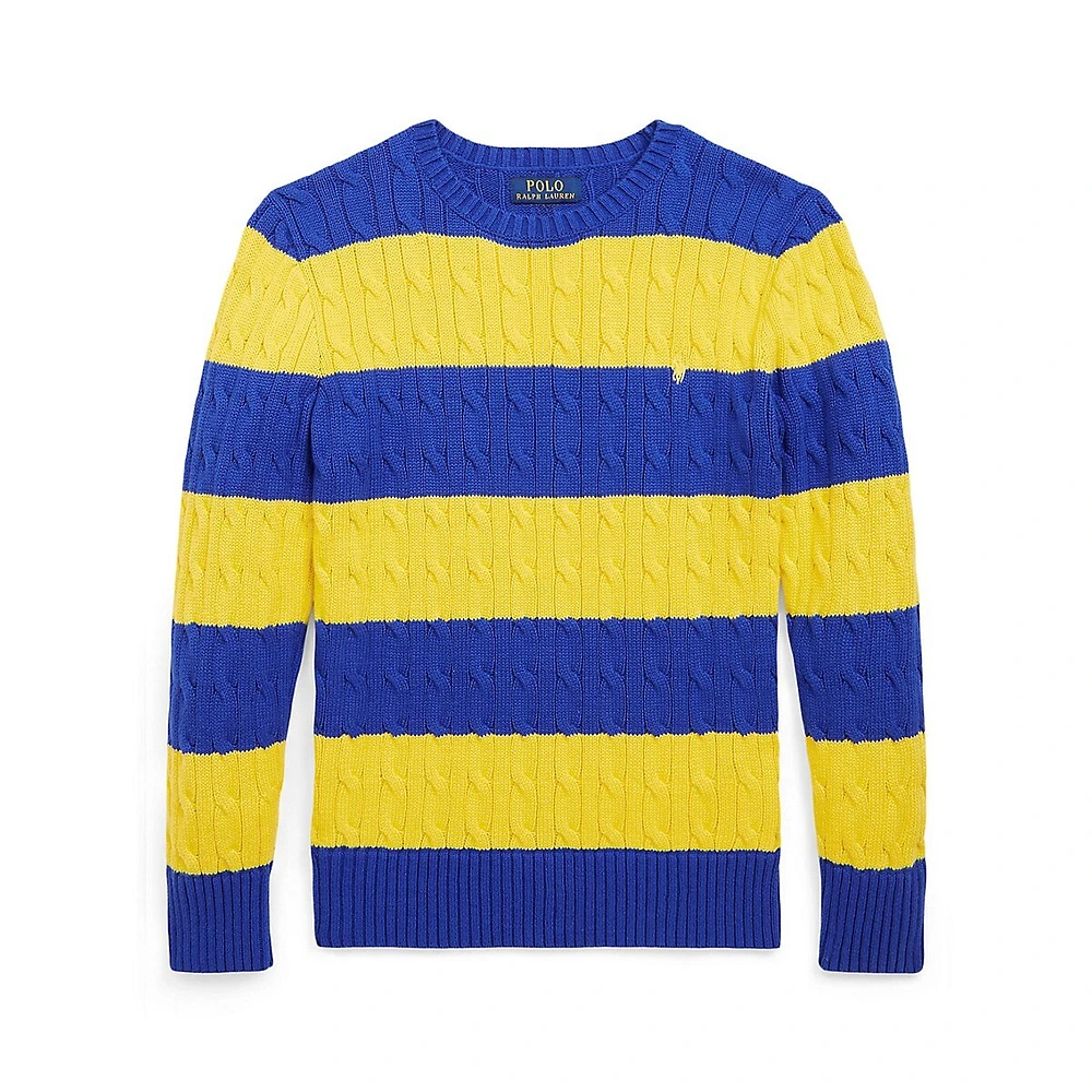 Boy's Striped Cable-Knit Sweater