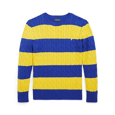 Boy's Striped Cable-Knit Sweater