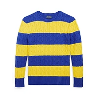 Boy's Striped Cable-Knit Sweater