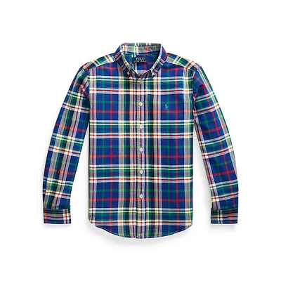 Boy's Plaid Oxford Shirt