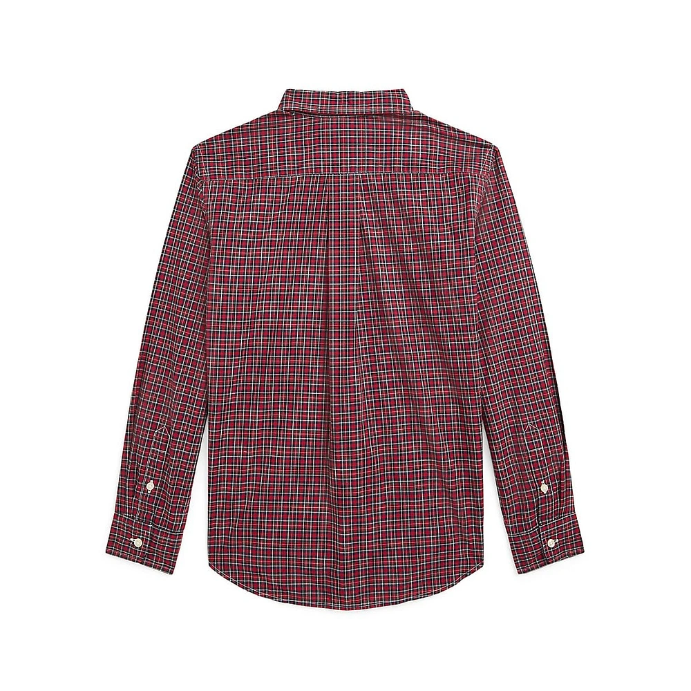 Boy's Gingham Cotton Poplin Shirt