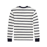 Boy's Striped Waffle Cotton Long-Sleeve T-Shirt