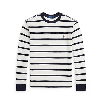 Boy's Striped Waffle Cotton Long-Sleeve T-Shirt