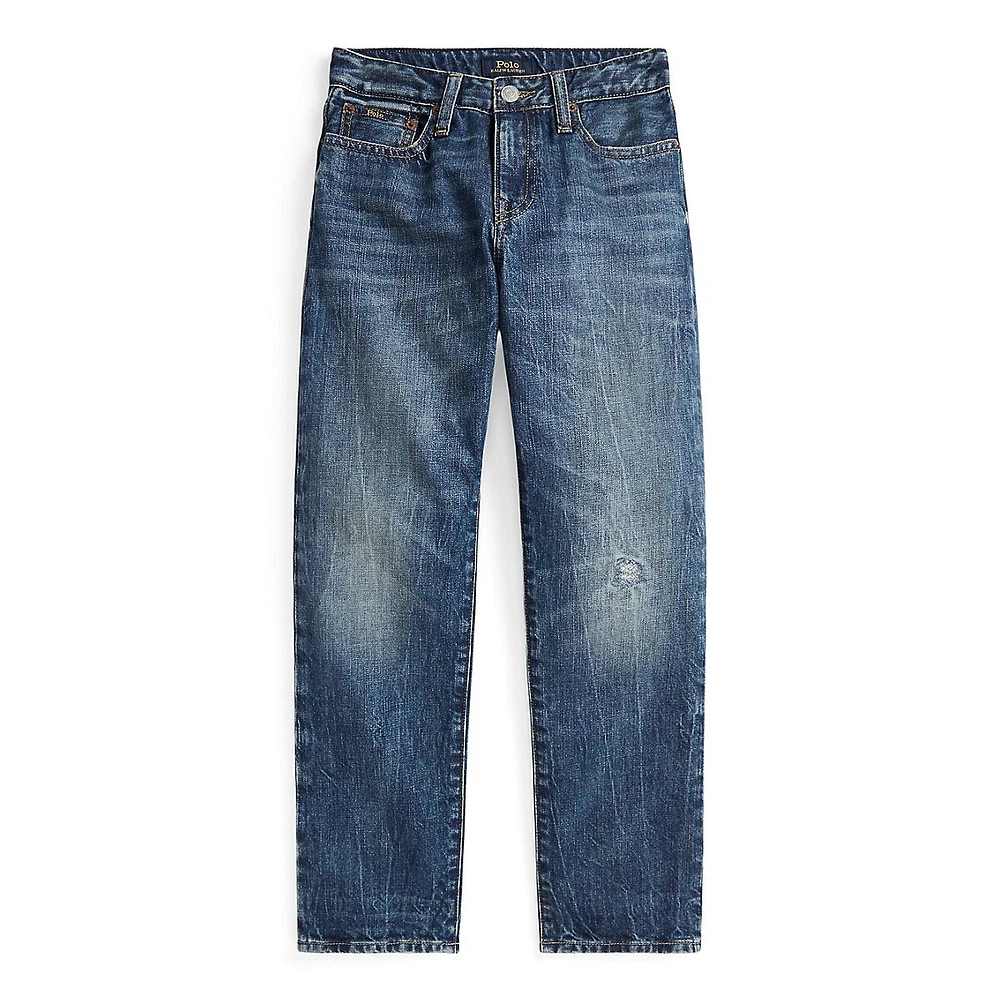 Boy's Hampton Straight-Fit Distressed Jeans