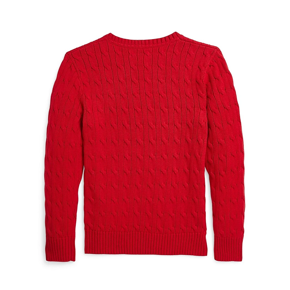 Boy's Polo Bear Cable-Knit Cotton Sweater