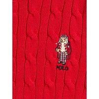 Boy's Polo Bear Cable-Knit Cotton Sweater