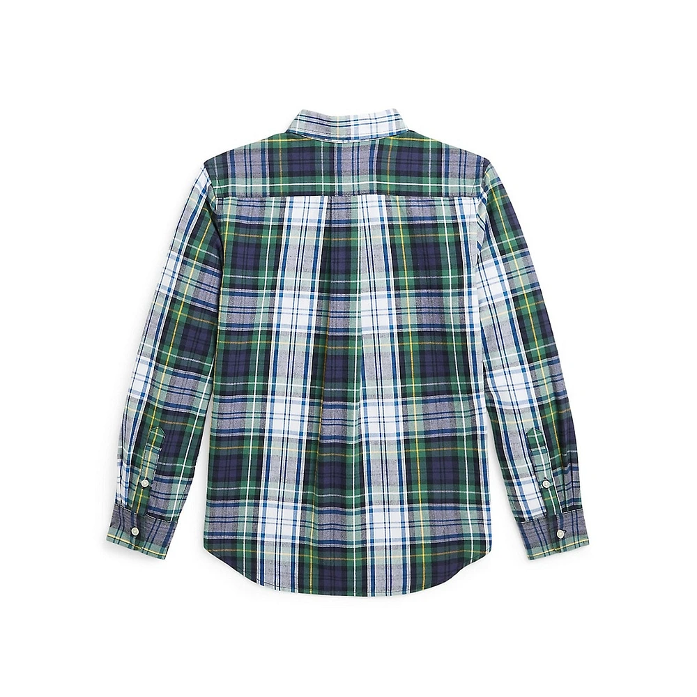 Boy's Plaid Brushed Cotton Oxford Shirt