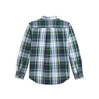 Boy's Plaid Brushed Cotton Oxford Shirt