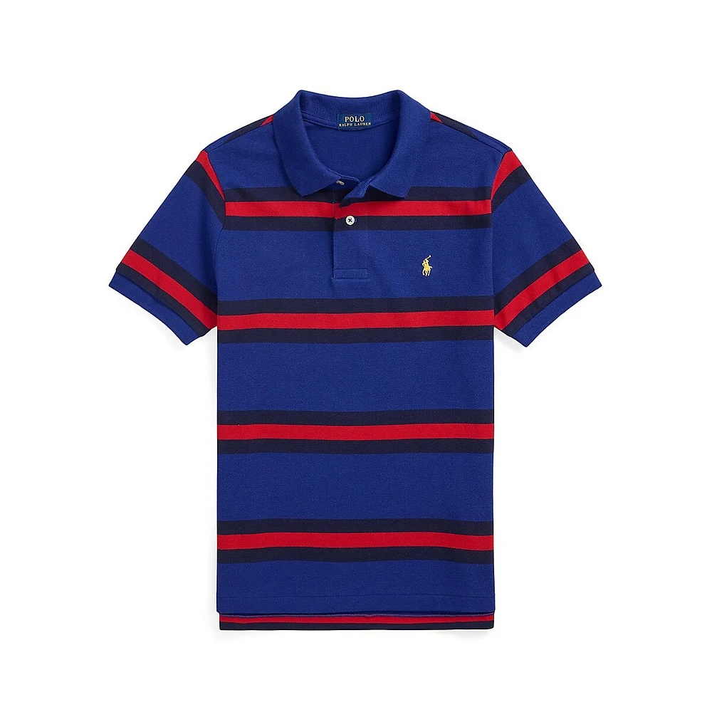 Boy's Striped Mesh Polo Shirt