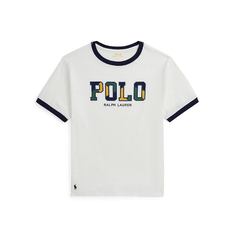 Boy's Corduroy-Logo Jersey T-Shirt