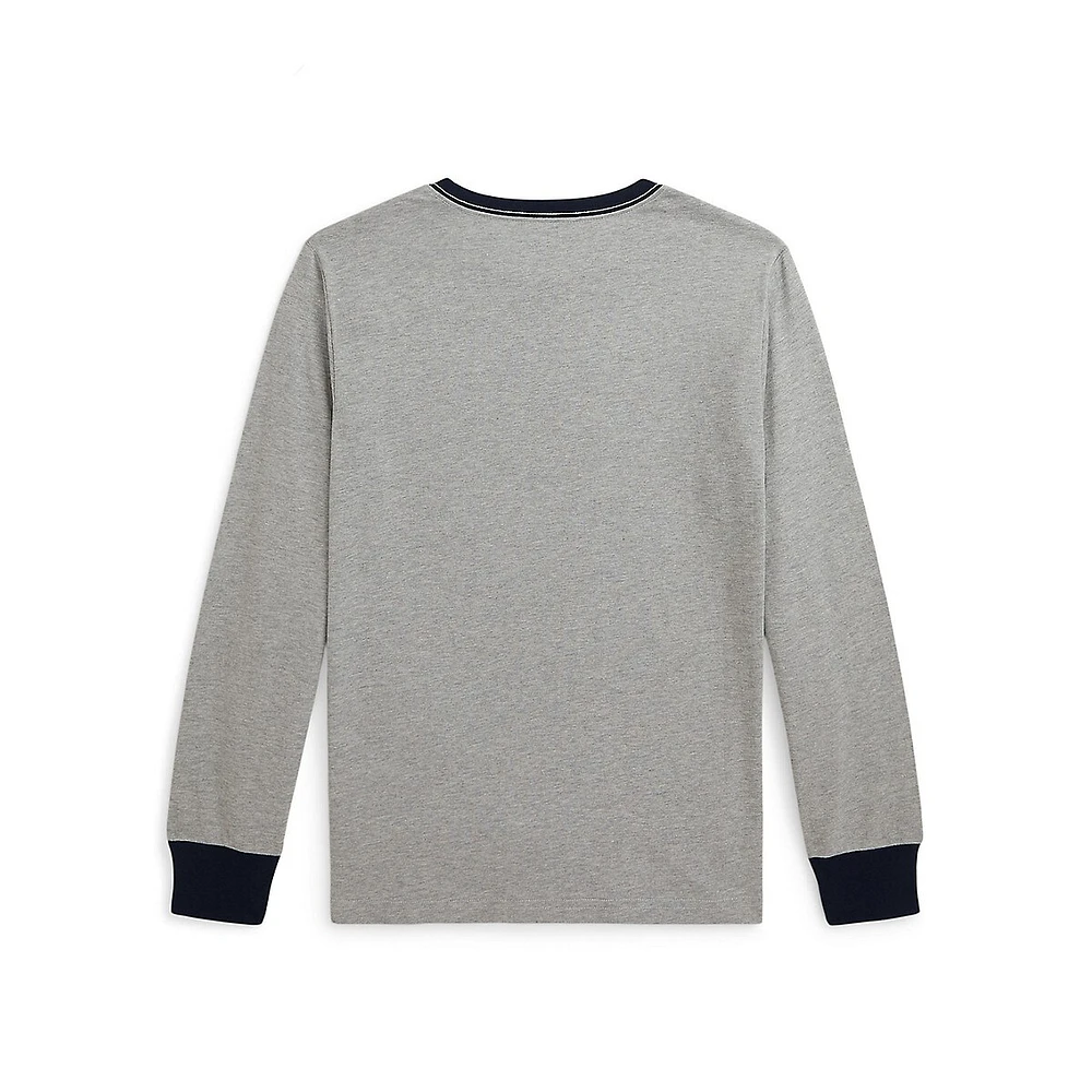 Boy's Corduroy-Logo Long-Sleeve T-Shirt
