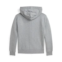 Boy's Corduroy-Logo Full-Zip Fleece Hoodie