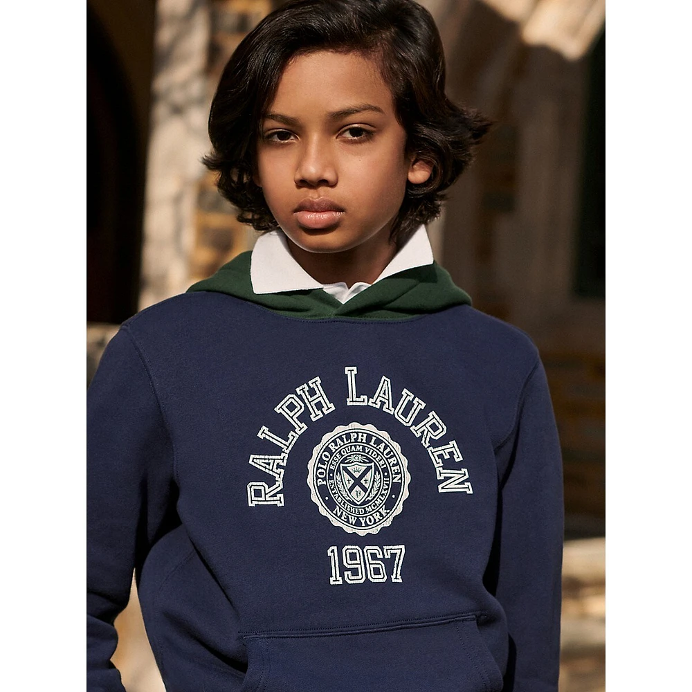 Boy's Colourblocked Logo Hoodie