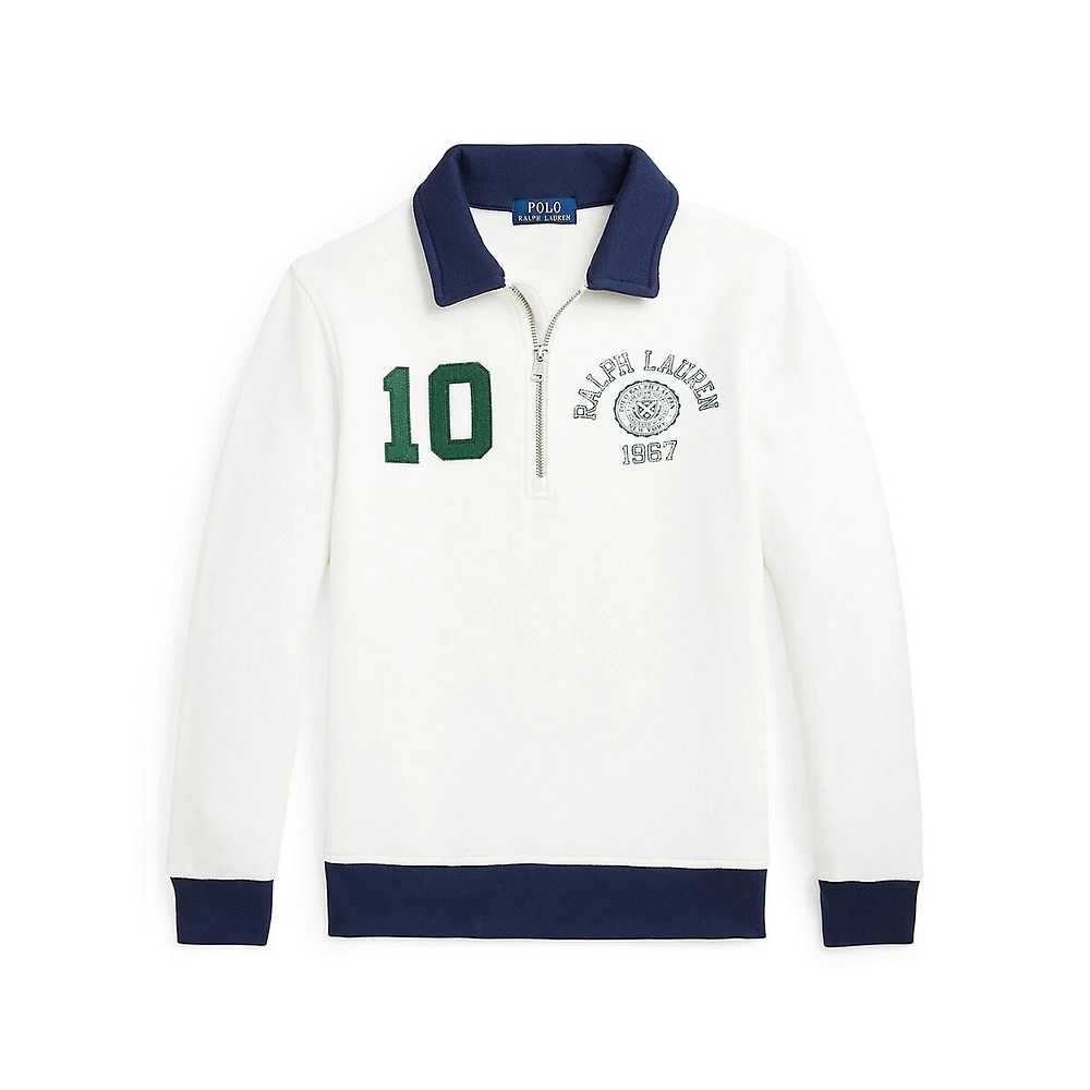 Boy's Logo Quarter-Zip Collared Sweatshirt