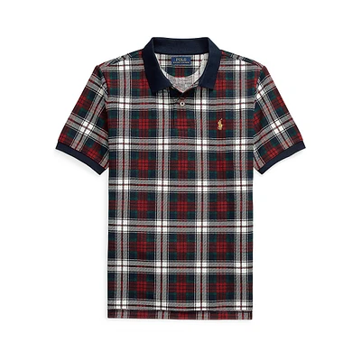 Boy's Plaid Mesh Polo Shirt