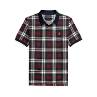 Boy's Plaid Mesh Polo Shirt