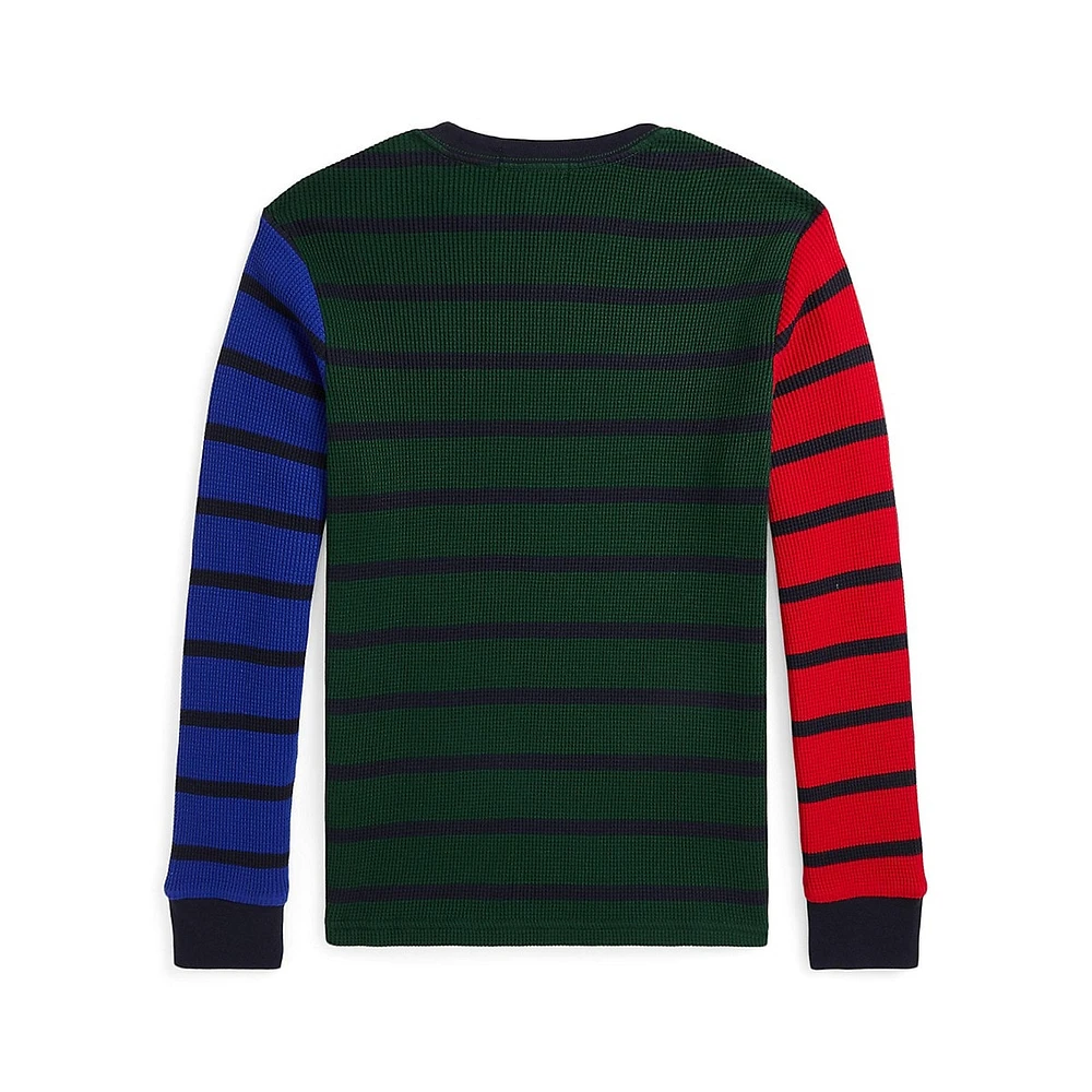 Boy's Waffle-Knit Cotton Long-Sleeve T-Shirt