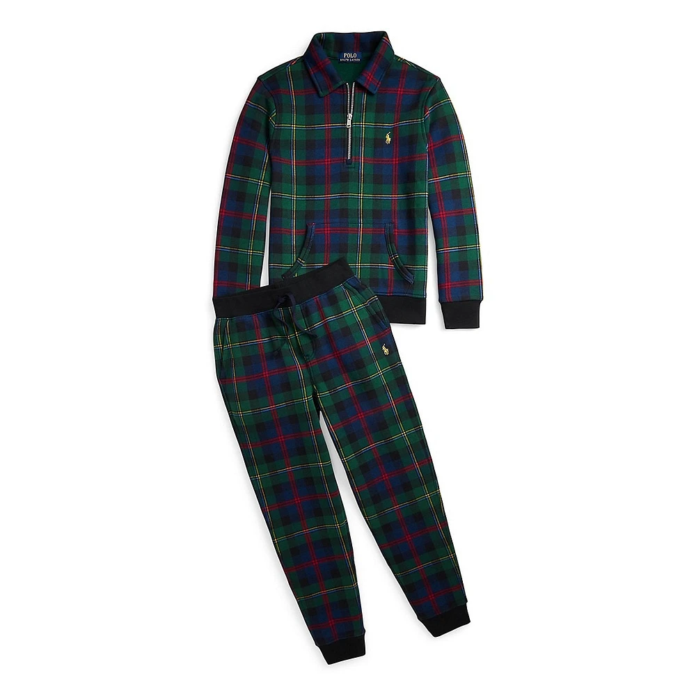 Boy's ​Plaid Fleece Collared Sweatshirt