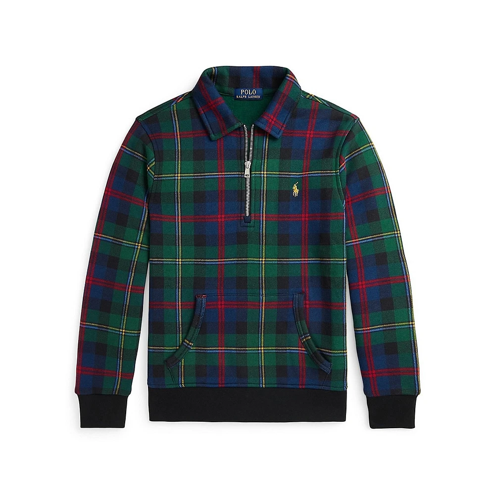 Boy's ​Plaid Fleece Collared Sweatshirt