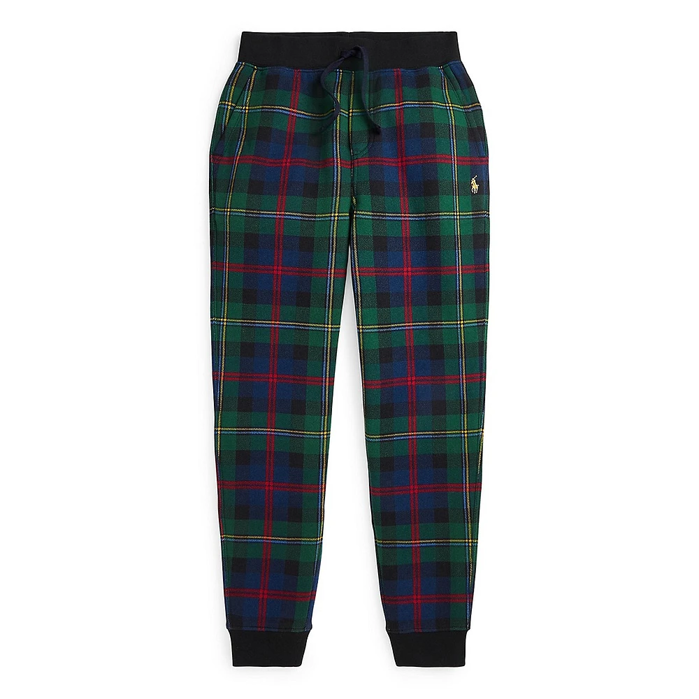 Boy's Plaid Fleece Jogger Pants