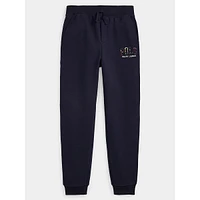 Boy's Plaid-Logo Fleece Jogger Pants