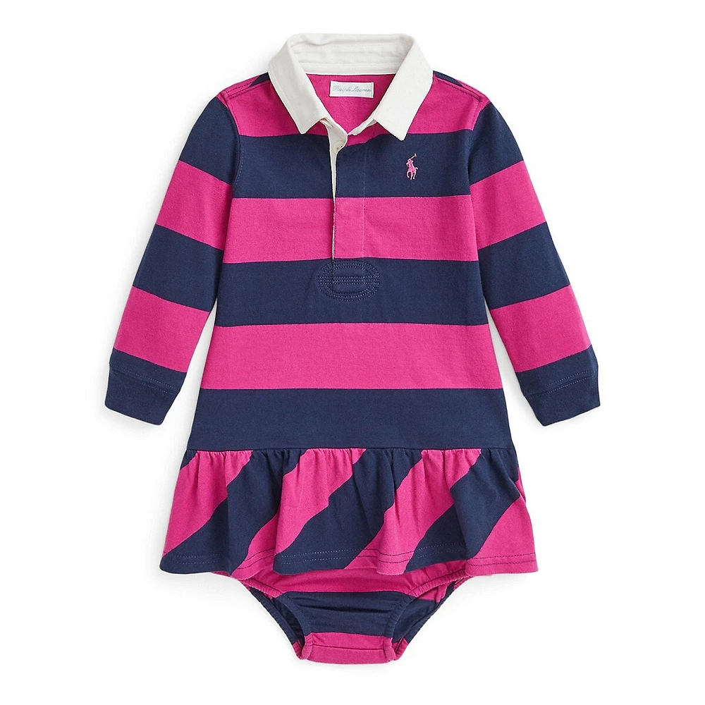 Baby Girl's Striped Cotton Rugby Dress & Bloomer