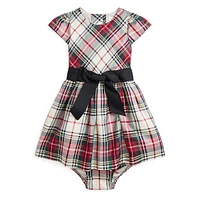 Baby's 2-Piece Plaid Twill Dress & Bloomers Set