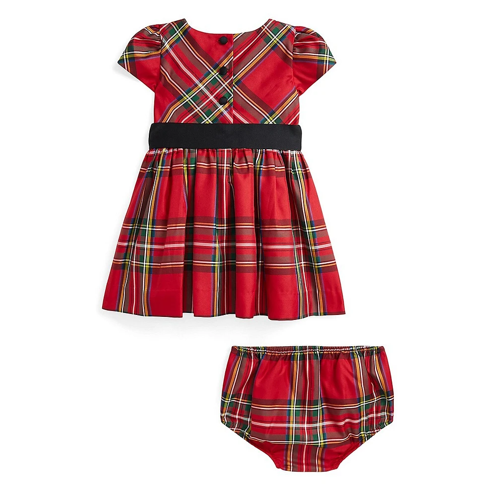 Baby's 2-Piece Plaid Twill Dress & Bloomers Set