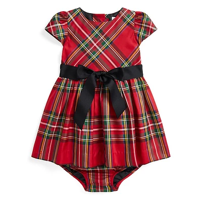 Baby's 2-Piece Plaid Twill Dress & Bloomers Set