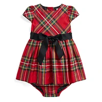 Baby's 2-Piece Plaid Twill Dress & Bloomers Set