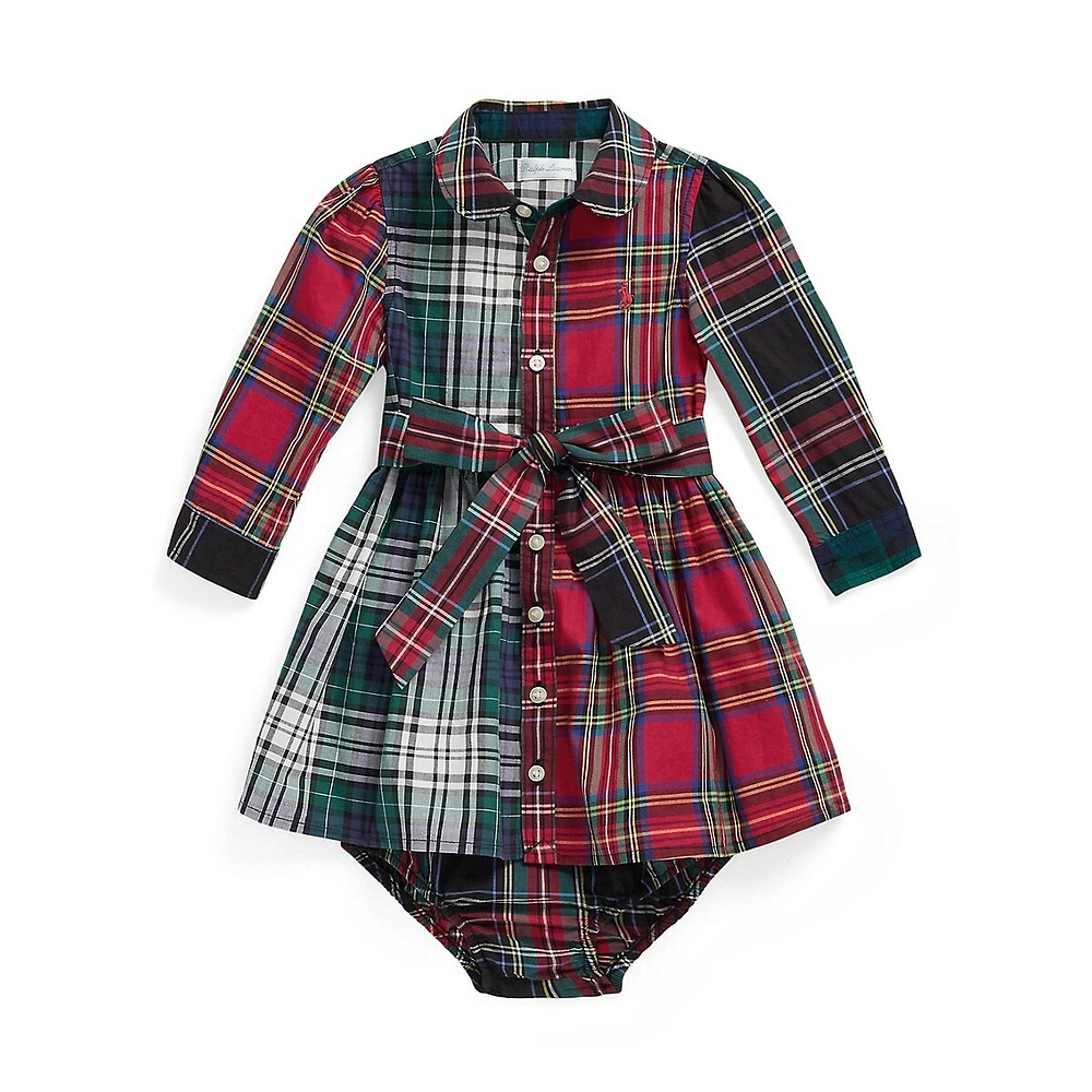 Baby Girl's Plaid Shirt Dress & Bloomers 2-Piece Set