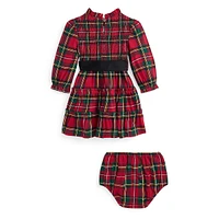 Baby's 2-Piece Plaid Smocked Dress & Bloomers Set