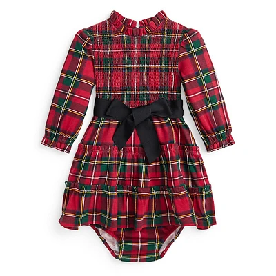 Baby's 2-Piece Plaid Smocked Dress & Bloomers Set