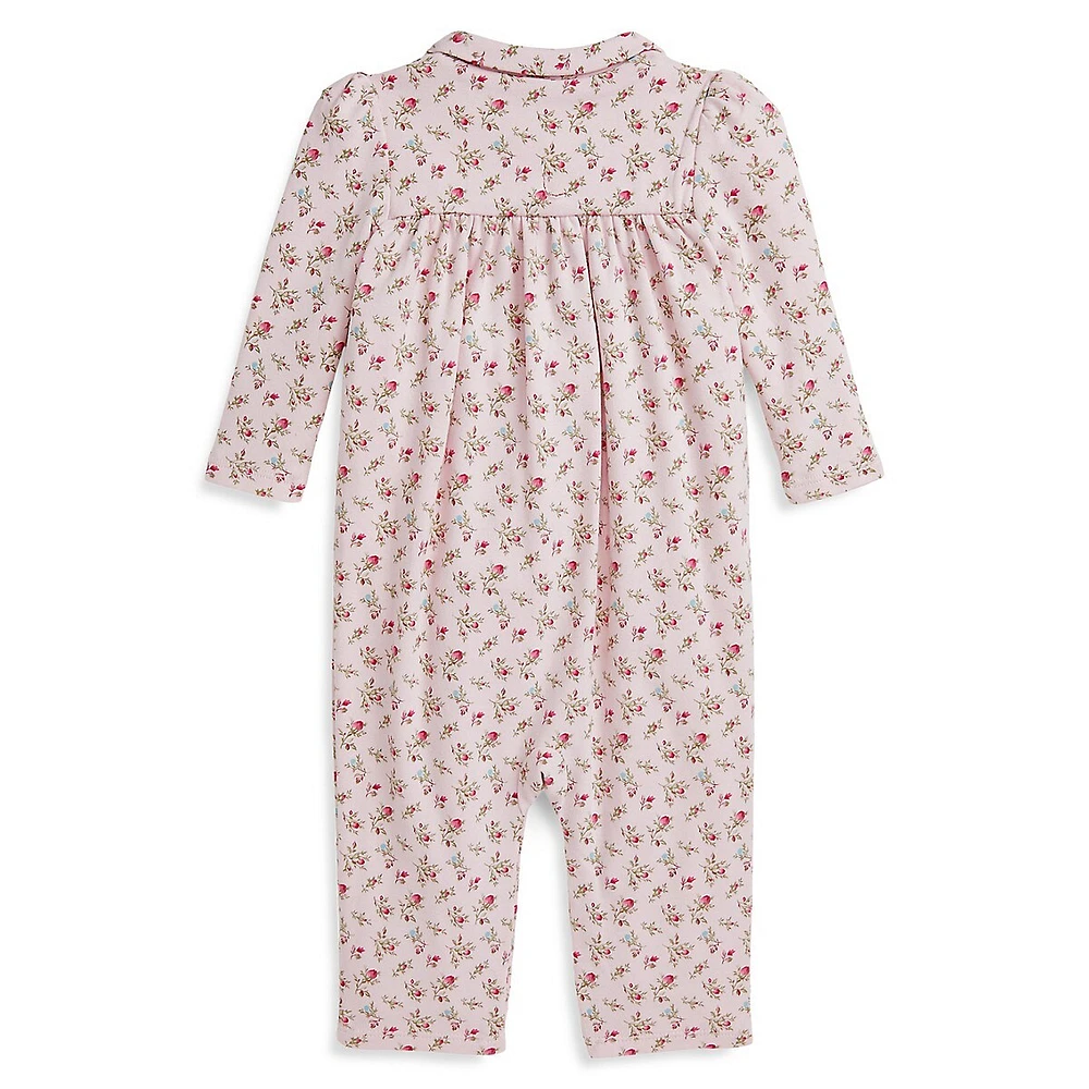 Baby Girl's Floral Cotton Interlock Coverall