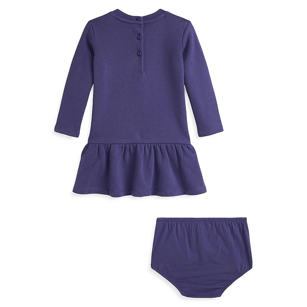 Baby Girl's Polo Bear Fleece Dress & Bloomers