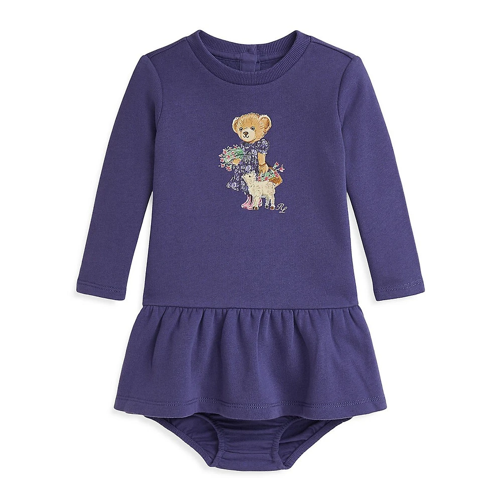 Baby Girl's Polo Bear Fleece Dress & Bloomers